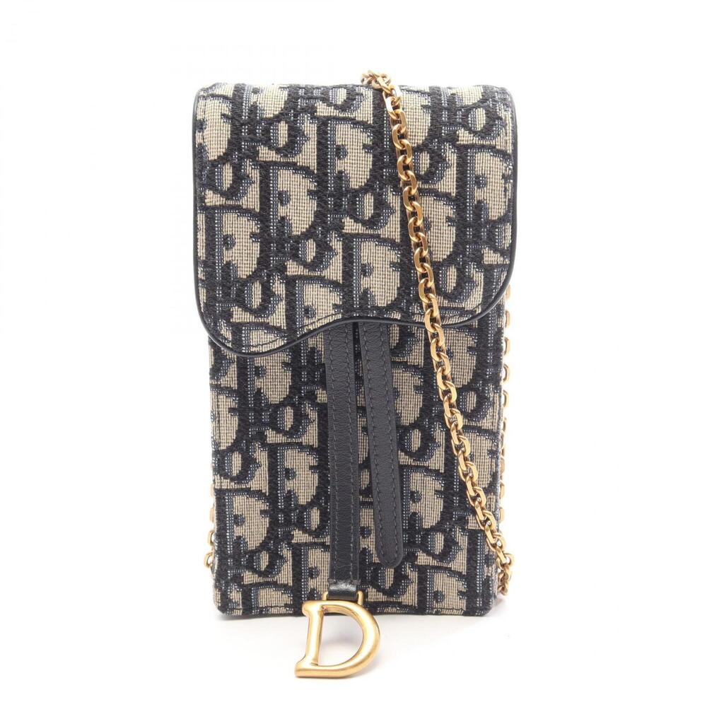 Christian Dior Dior Oblique Vertical Saddle Pouch Shoulder Bag Handbag Canvas...